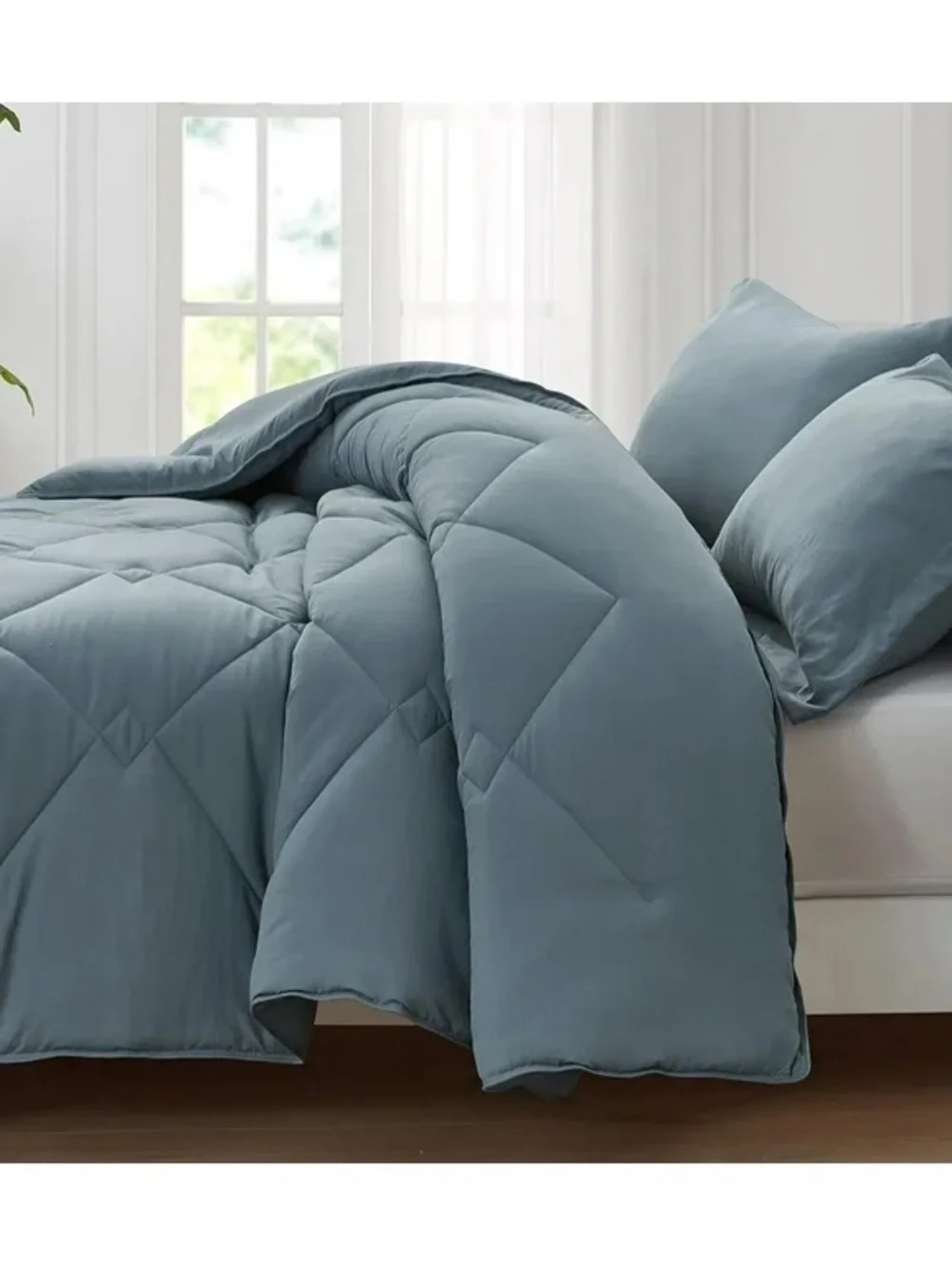 Plush Solid Blue Twin XL 2 piece Comforter Set